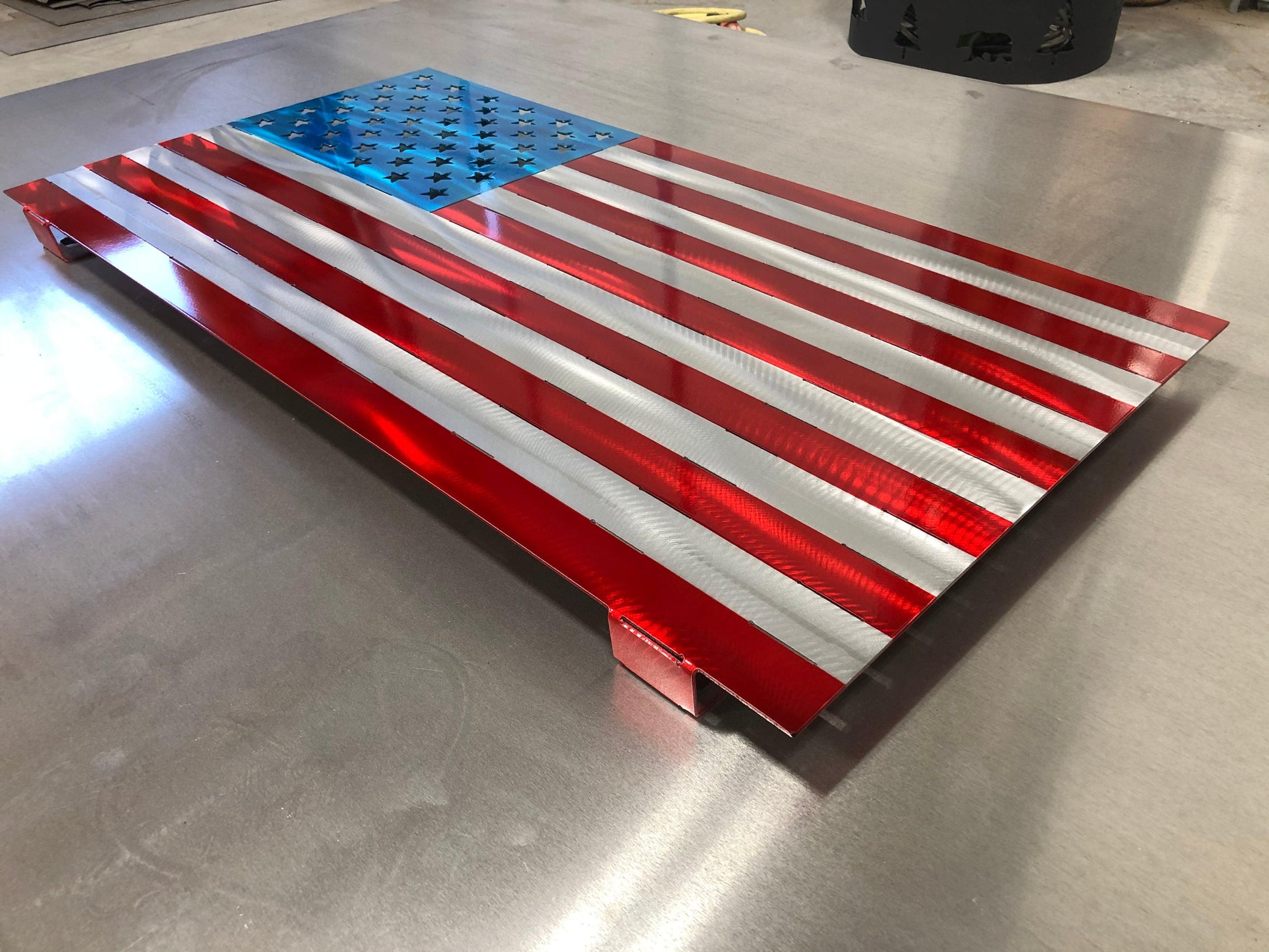 Standard American Flag made from powder-coated marine-grade 5052 aluminum, 24 inches wide, suitable for indoor or outdoor patriotic display.