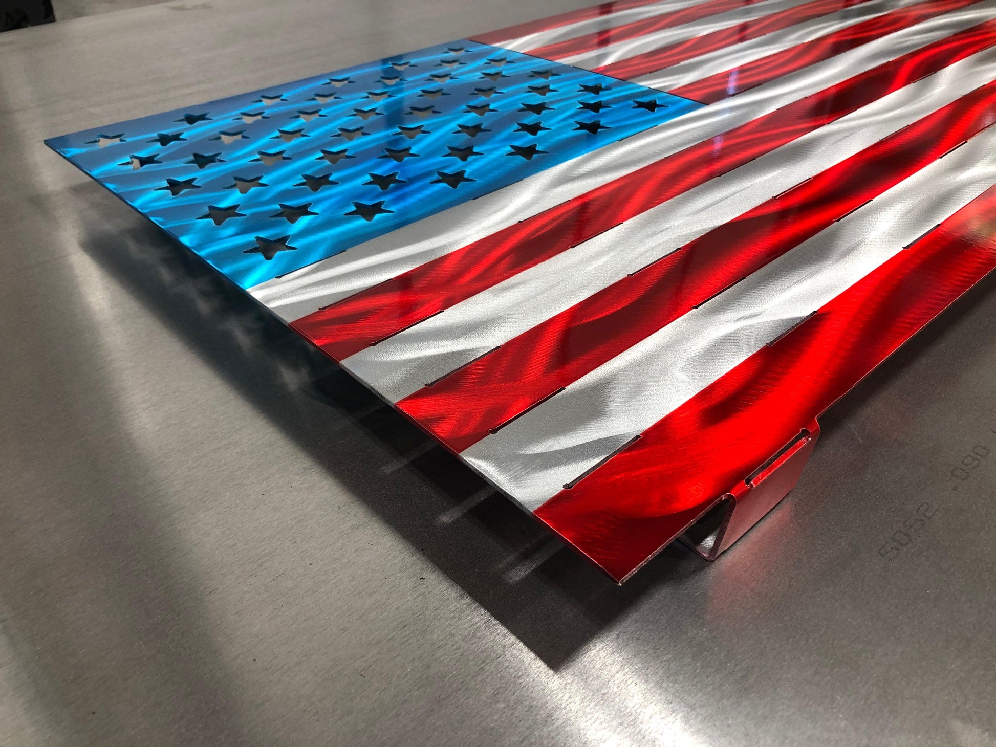 Standard American Flag made from powder-coated marine-grade 5052 aluminum, 24 inches wide, suitable for indoor or outdoor patriotic display.