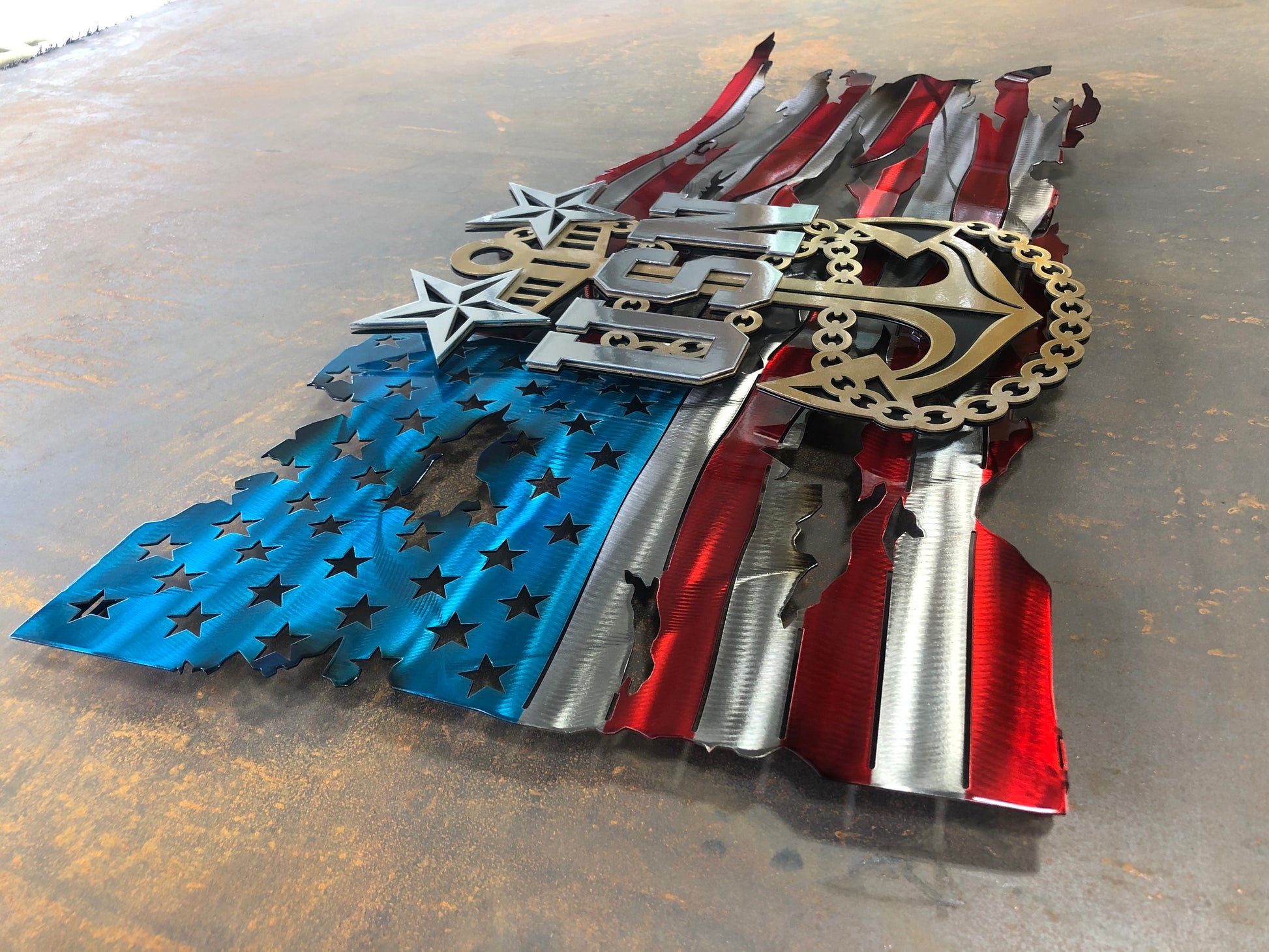 Officially Licensed Master Chief Petty Officer Flag by CnS CnC – Navy Metal Art with Powder-Coated Three-Layered Logo