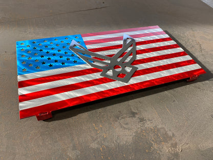 USAF Mini Flag, handcrafted aluminum Air Force tribute with a powder-coated finish for durability, made by CnS CnC.