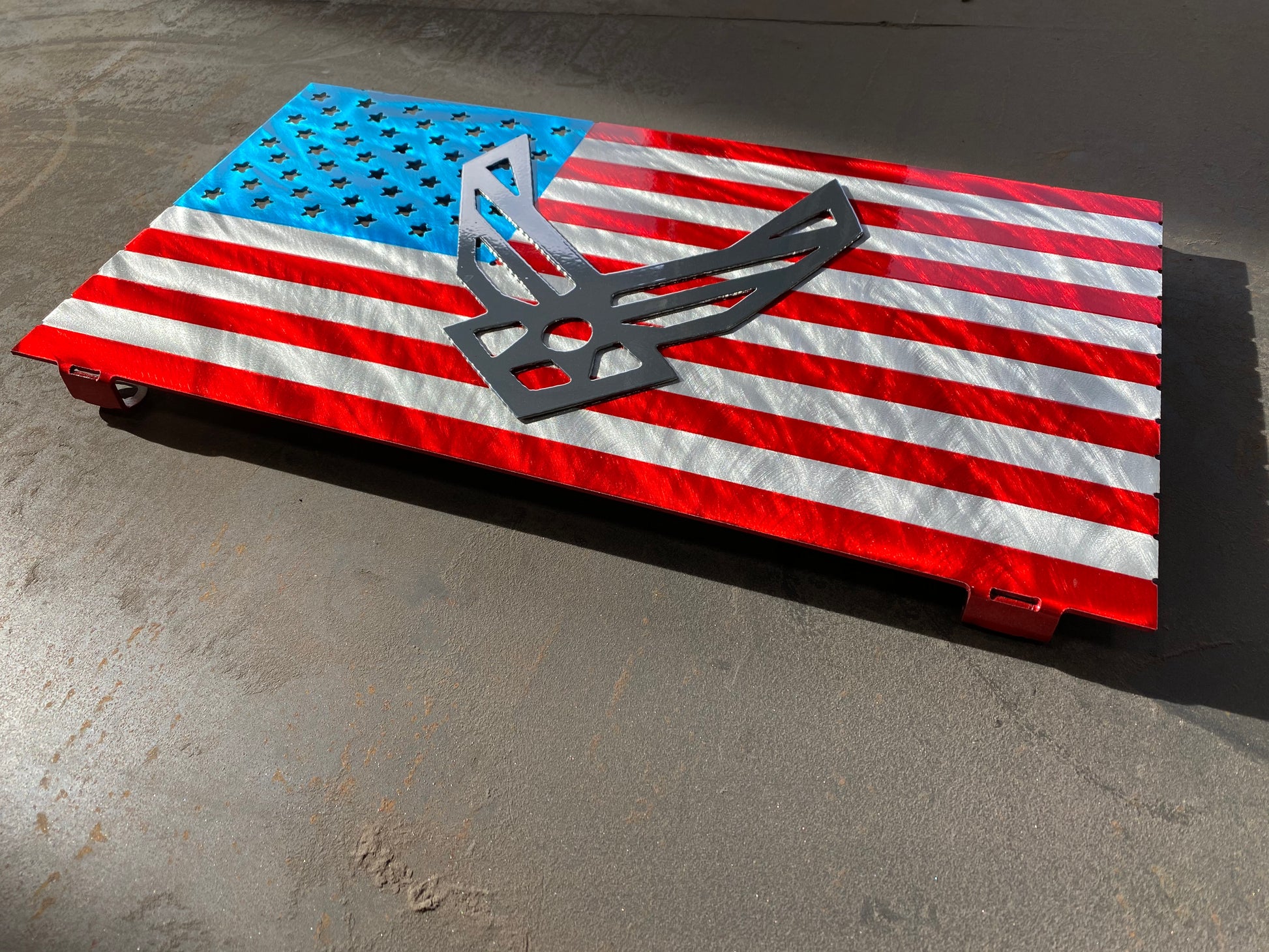 USAF Mini Flag, handcrafted aluminum Air Force tribute with a powder-coated finish for durability, made by CnS CnC.